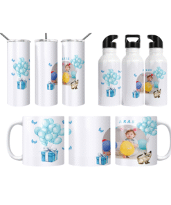 Balon Partisi  Kişiye Özel Fotoğraflı Termos Matara Bardak Özel Set