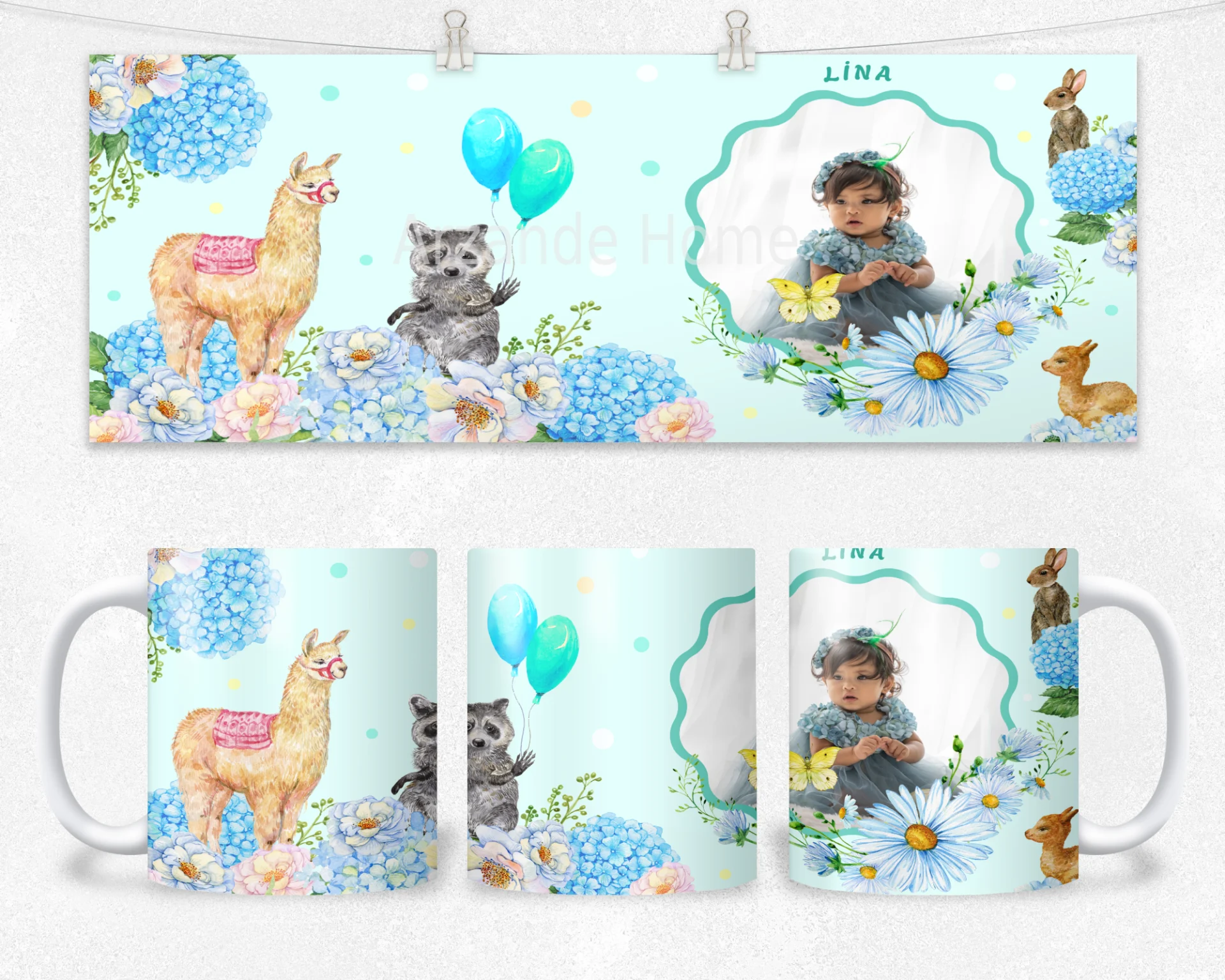 Çiçek Bahçesi & Orman Dostları Kişiye Özel Fotoğraflı Termos Matara Bardak Özel Set - Görsel 2