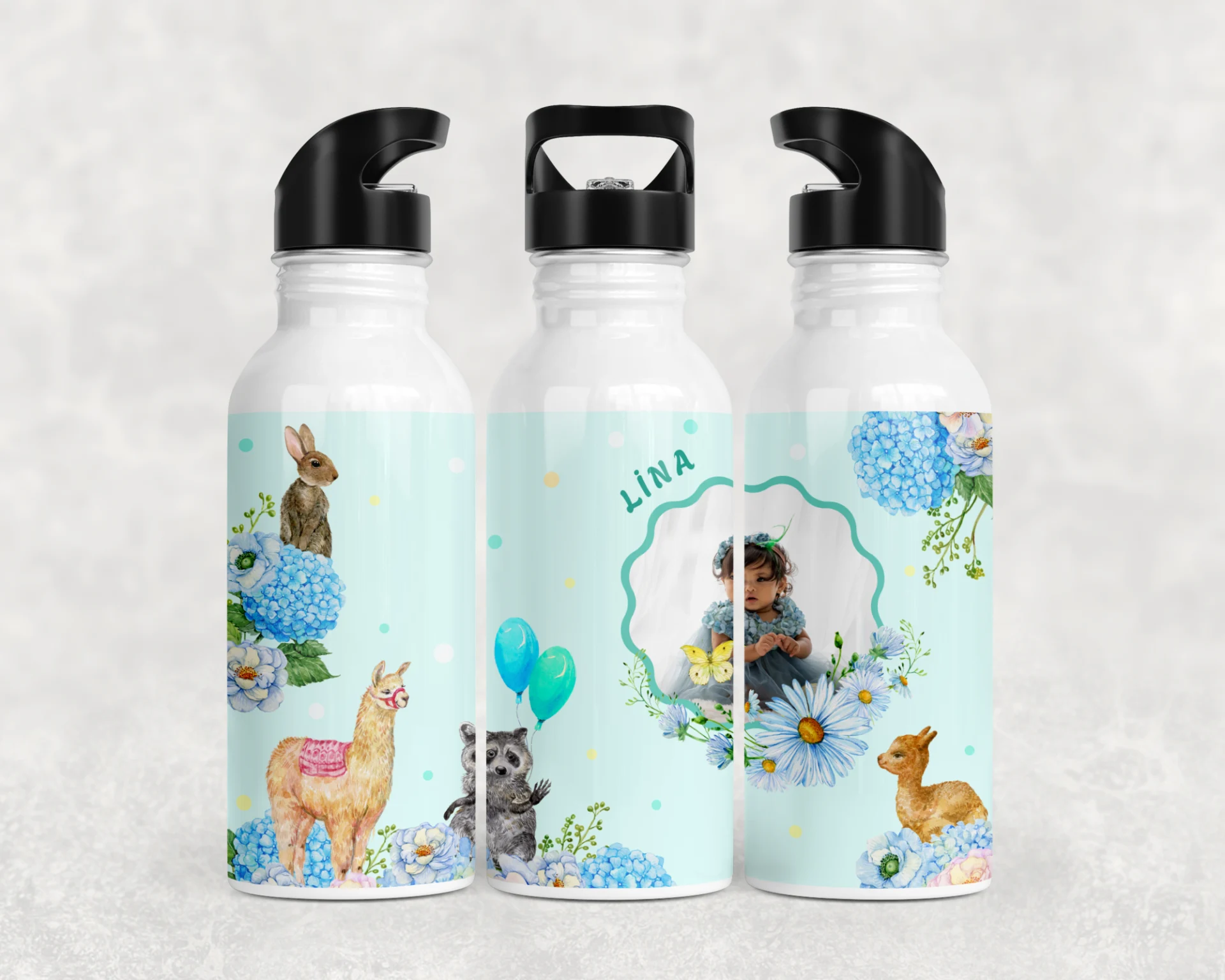 Çiçek Bahçesi & Orman Dostları Kişiye Özel Fotoğraflı Termos Matara Bardak Özel Set - Görsel 3