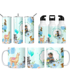 Çiçek Bahçesi & Orman Dostları Kişiye Özel Fotoğraflı Termos Matara Bardak Özel Set