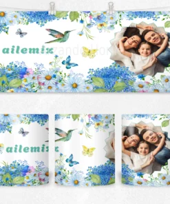 Alternative view of Ailemiz Çiçek Bahçesi  Kişiye Özel Fotoğraflı Termos Matara Bardak Özel Set