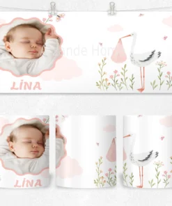 Alternative view of Leylek Masalı Hoş Geldin Bebek Kişiye Özel Fotoğraflı Termos Matara Bardak Özel Set