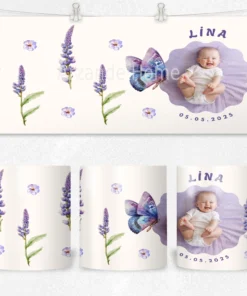 Alternative view of Lavanta Rüyası İsim ve Tarihli Kişiye Özel Fotoğraflı  Termos Matara Bardak Özel Set