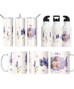 Lavanta Rüyası İsim ve Tarihli Kişiye Özel Fotoğraflı Termos Matara Bardak Özel Set