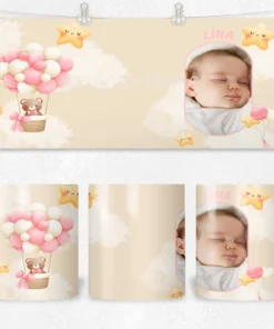 Alternative view of Pembe Balon  Ayıcık Rüyası Kişiye Özel Fotoğraflı  Termos Matara Bardak Özel Set