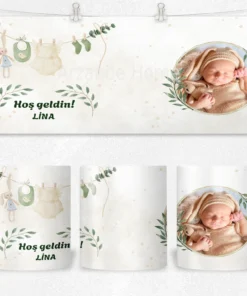 Alternative view of Hoş Geldin Bebek Doğal Tonlar Kişiye Özel Fotoğraflı  Termos Matara Bardak Özel Set