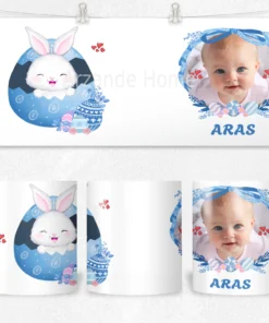 Alternative view of Bahar Tavşanı Mavi Yumurtalar Kişiye Özel Fotoğraflı  Termos Matara Bardak Özel Set