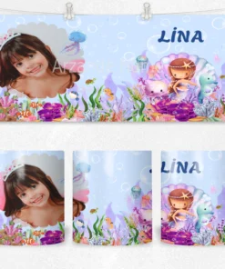 Alternative view of Denizkızı Krallığı Kişiye Özel Deniz Altı Fotoğraflı  Termos Matara Bardak Özel Set