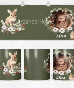 Alternative view of Orman Tavşanı  Çiçek Çelengi Kişiye Özel Fotoğraflı  Termos Matara Bardak Özel Set