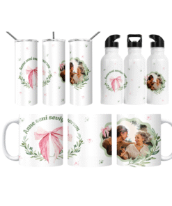 Anne Seni Seviyorum Zeytin Dalı Çelengi Fotoğraflı Termos Matara Bardak Özel Set