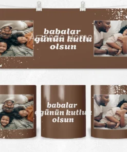 Alternative view of Babalar Günü Mutluluk Kareleri Termos Matara Bardak Özel Set