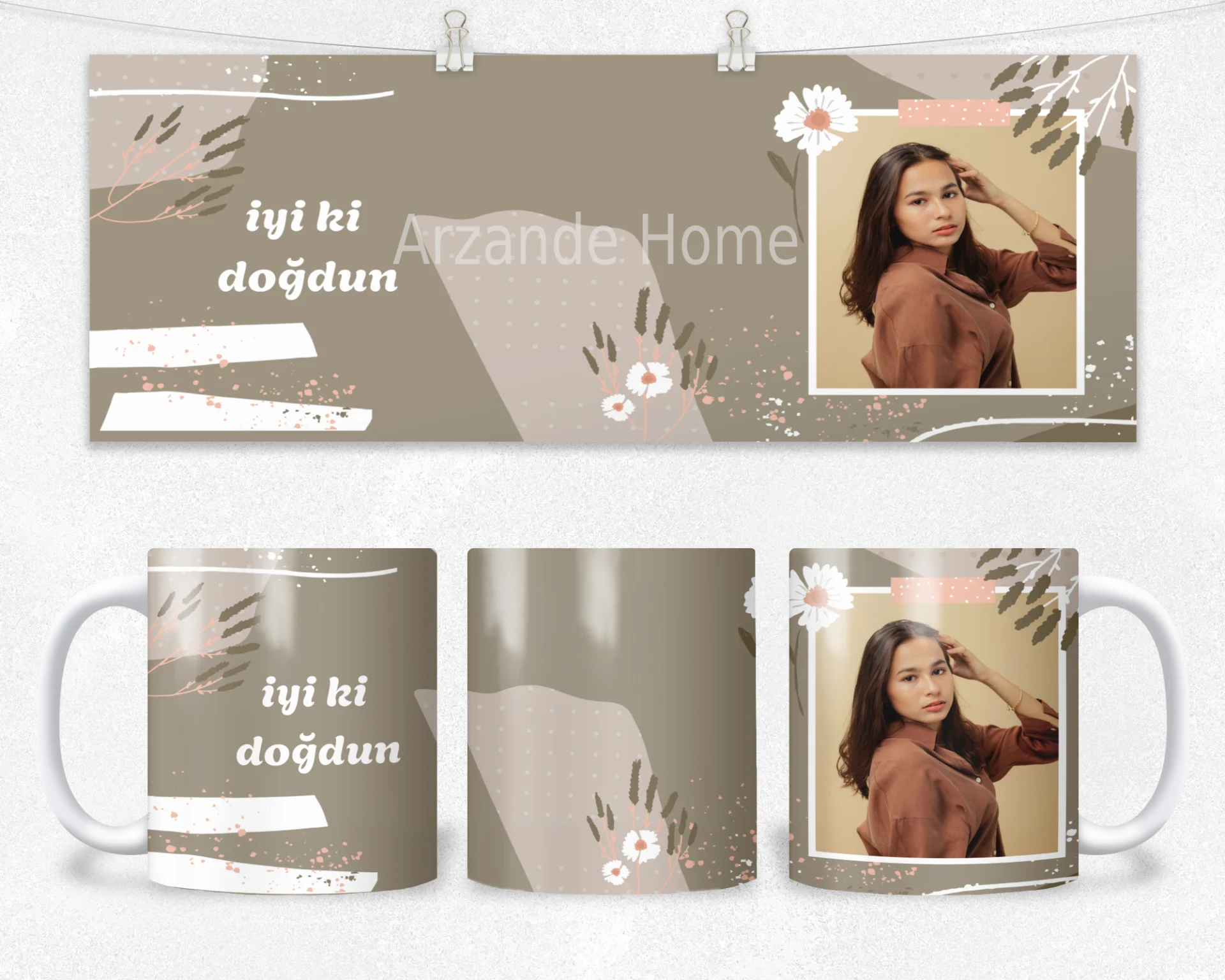 astel Boho İyi Ki Doğdun Termos Matara Bardak Özel Set - Görsel 2