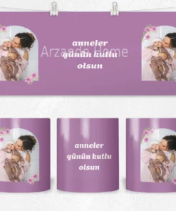 Alternative view of Lila Çiçekli Anneler Günü Termos Matara Bardak Özel Set