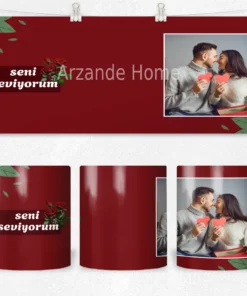 Alternative view of Kırmızı Gül  Seni Seviyorum Termos Matara Bardak Özel Set