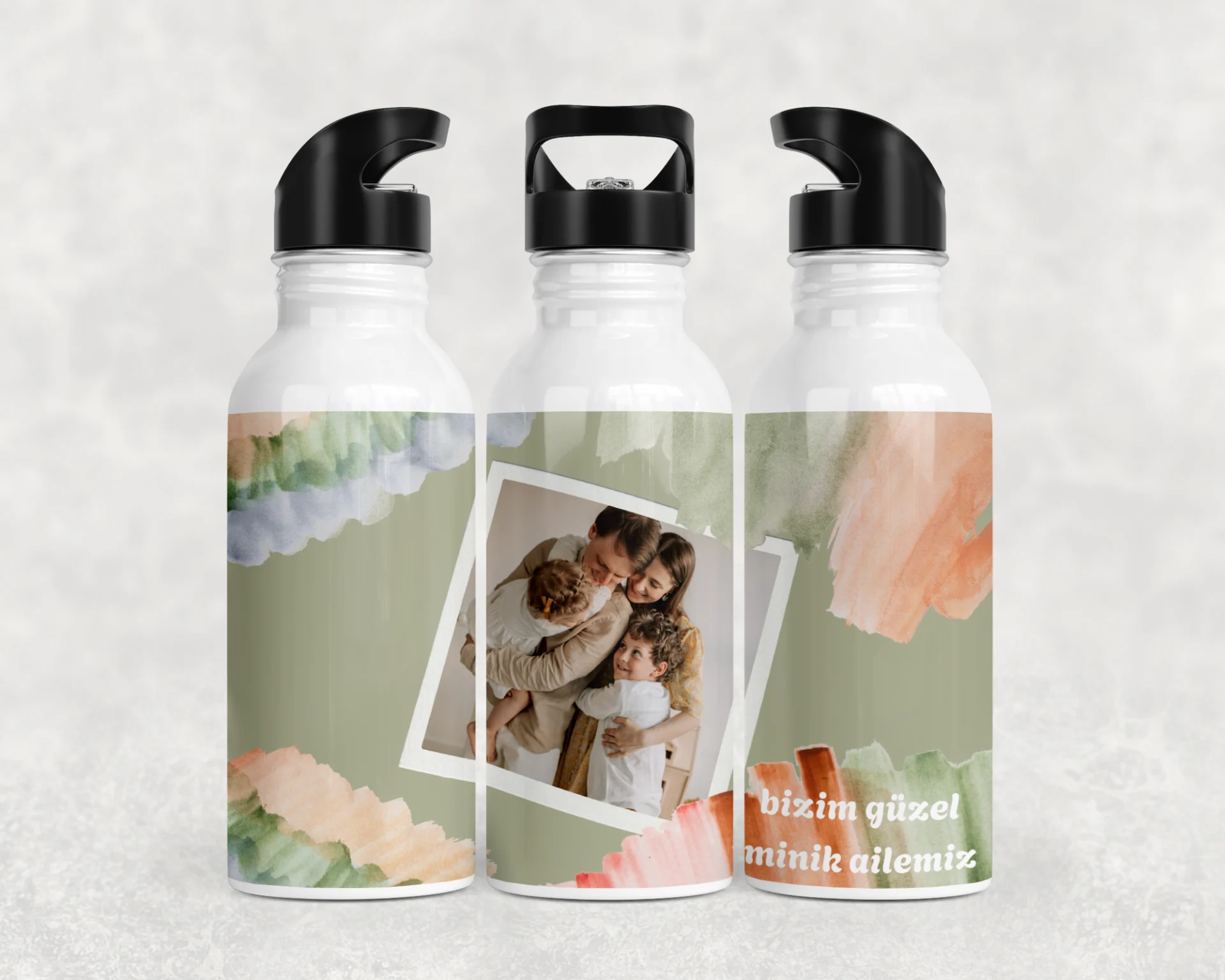 Akvarel Aile Kolajı Termos Matara Bardak Özel Set - Görsel 3