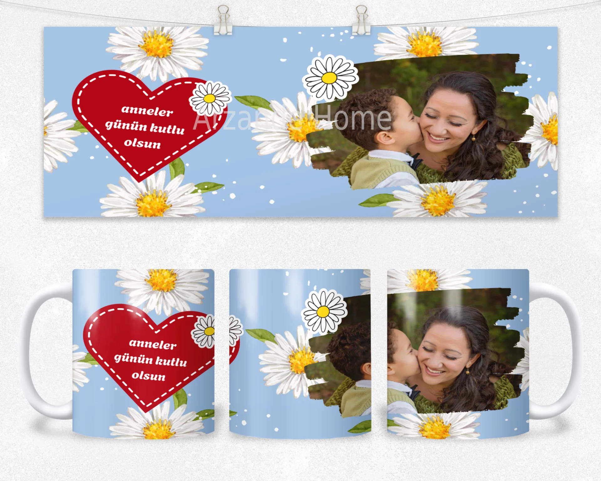 Papatya Kalpli Anneler Günü Termos Matara Bardak Özel Set - Görsel 2