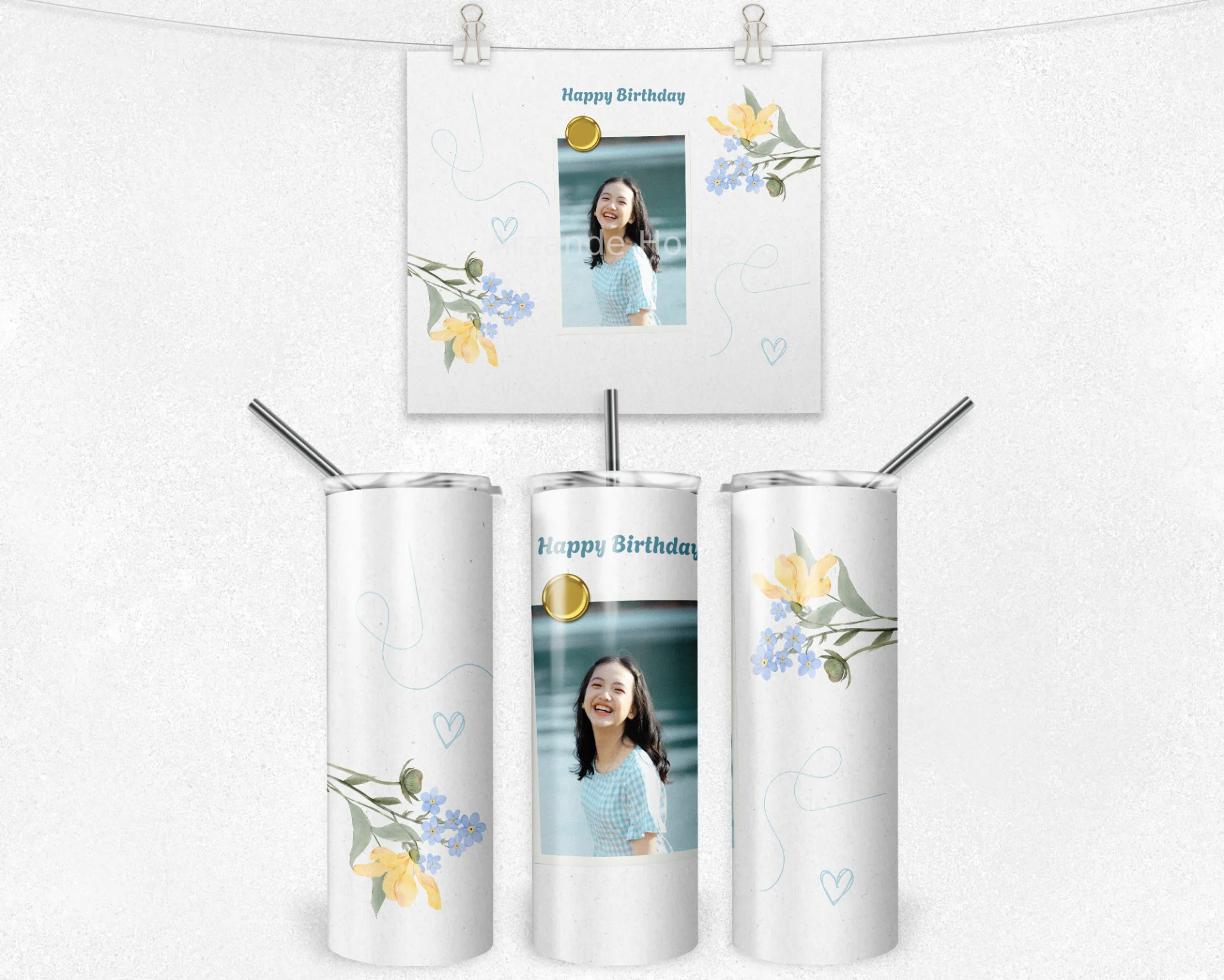 Vintage Polaroid “Happy Birthday” Termos Matara Bardak Özel Set - Görsel 4