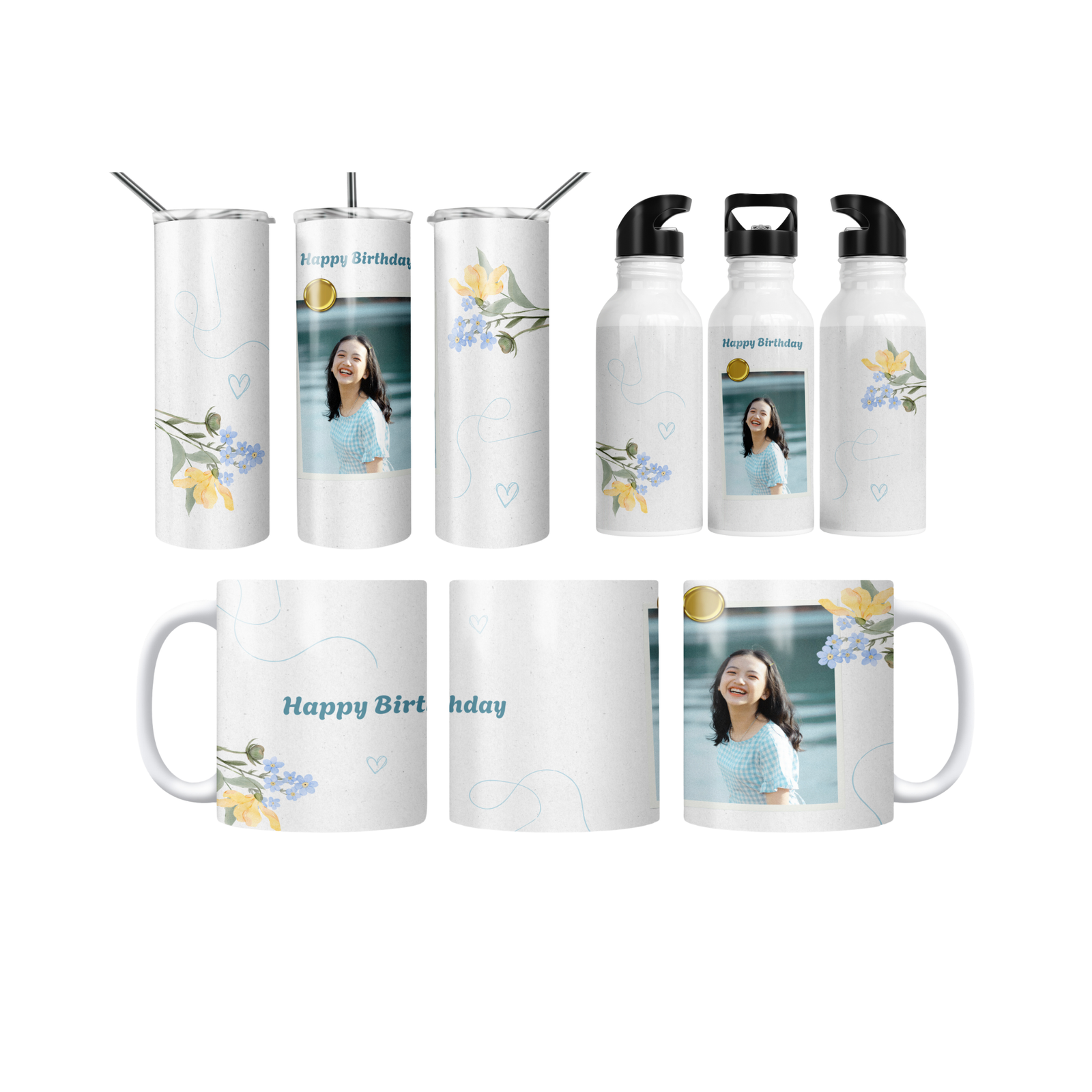 Vintage Polaroid “Happy Birthday” Termos Matara Bardak Özel Set