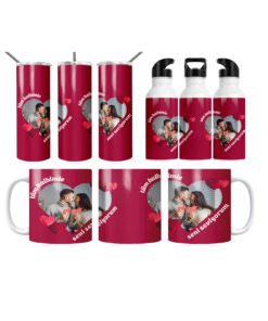 Tüm Kalbimle Seni Seviyorum Kalpli Kolaj Termos Matara Bardak Özel Set