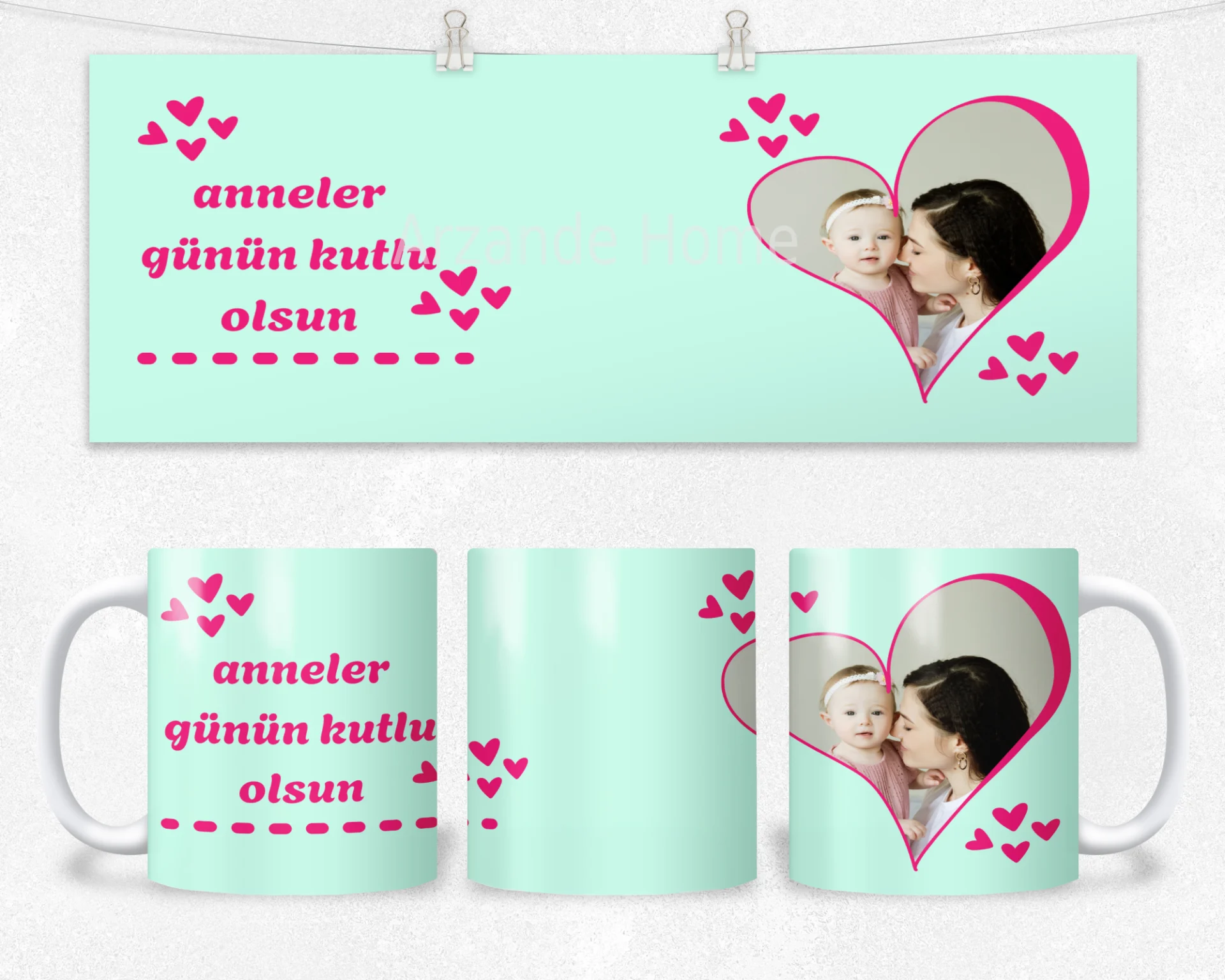 Mint Kalpli Anneler Günü Termos Matara Bardak Özel Set - Görsel 2