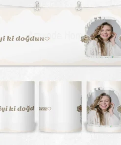 Alternative view of Vintage Scrapbook İyi Ki Doğdun Termos Matara Bardak Özel Set