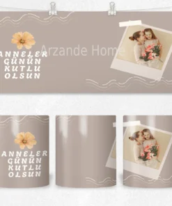 Alternative view of Bej Polaroid Anneler Günü Termos Matara Bardak Özel Set