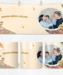 Alternative view of Vintage Harita Kolaj Benim Güzel Ailem Termos Matara Bardak Özel Set