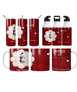 Gül Kolaj Takvimi Yıl Dönümü Termos Matara Bardak Özel Set