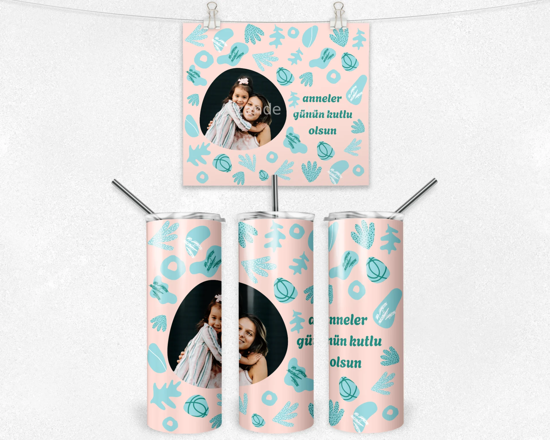 Matisse Pastel Anneler Günün Kutlu Olsun Termos Matara Bardak Özel Set - Görsel 4
