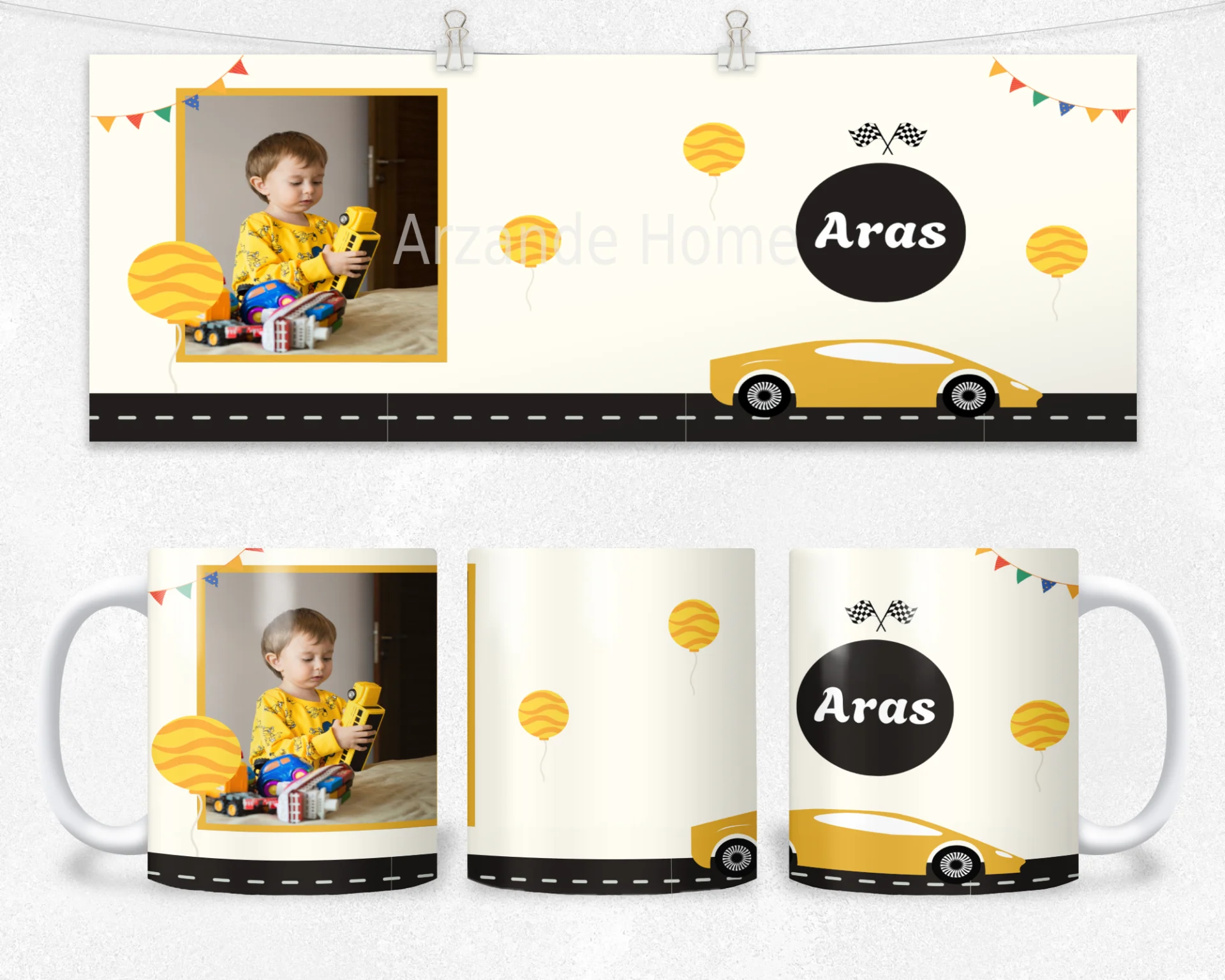 Yarış Pisti Araba Termos Matara Bardak Özel Set - Görsel 2