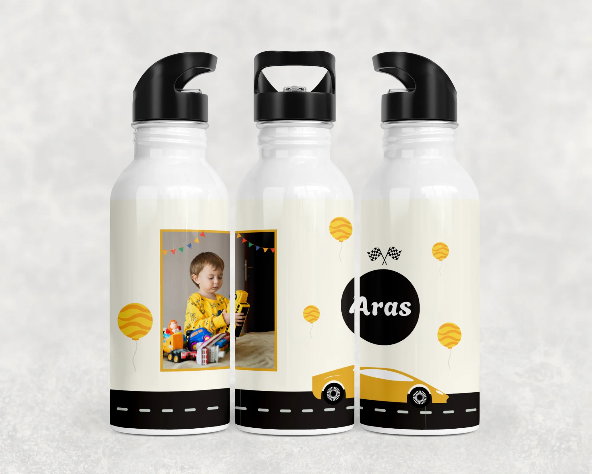 Yarış Pisti Araba Termos Matara Bardak Özel Set - Görsel 3