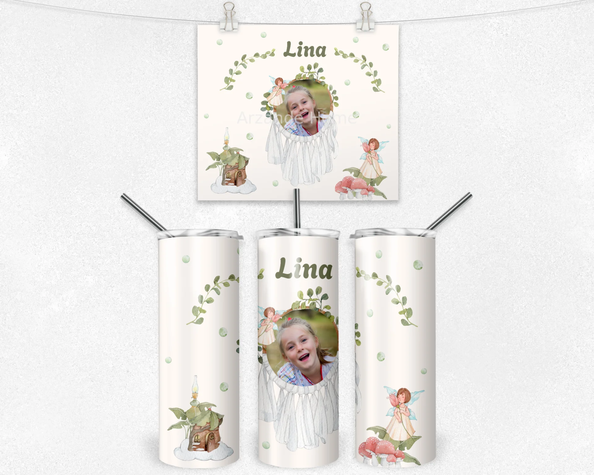 Peri Masalı İsimli Termos Matara Bardak Özel Set - Görsel 4