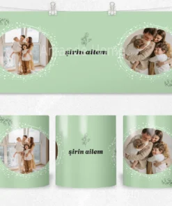 Alternative view of Şirin Ailem Nane Yeşili Halka Çerçeve Termos Matara Bardak Özel Set