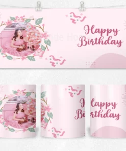 Alternative view of Pembe Çiçek Çelengi Happy Birthday Termos Matara Bardak Özel Set