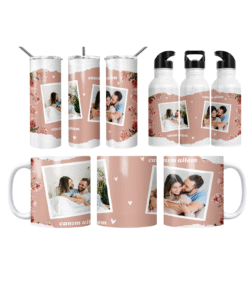 Pudra Şakayık Polaroid Canım Ailem Termos Matara Bardak Özel Set