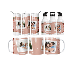 Pudra Şakayık Polaroid Canım Ailem Termos Matara Bardak Özel Set