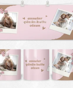 Alternative view of Kiraz Çiçeği Polaroid Anneler Günü Termos Matara Bardak Özel Set