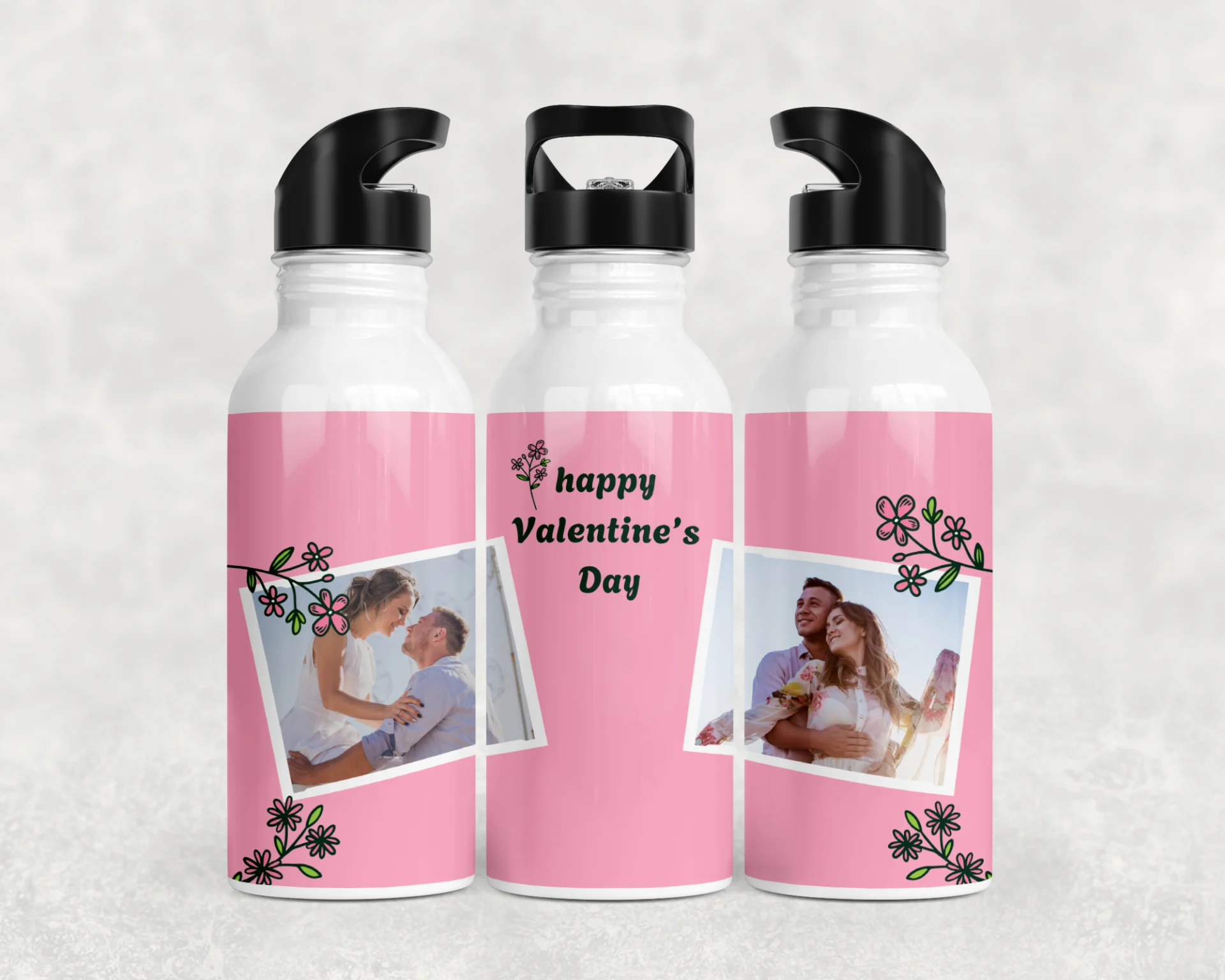 Çiçekli Polaroid Happy Valentine’s Day Termos Matara Bardak Özel Set - Görsel 3