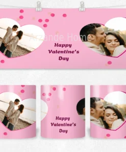 Alternative view of Pembe Konfeti Çift Kalp Happy Valentine’s Day Termos Matara Bardak Özel Set