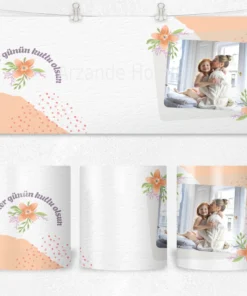 Alternative view of Şeftali Çiçekli Anneler Günün Kutlu Olsun Termos Matara Bardak Özel Set