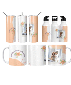 Şeftali Çiçekli Anneler Günün Kutlu Olsun Termos Matara Bardak Özel Set