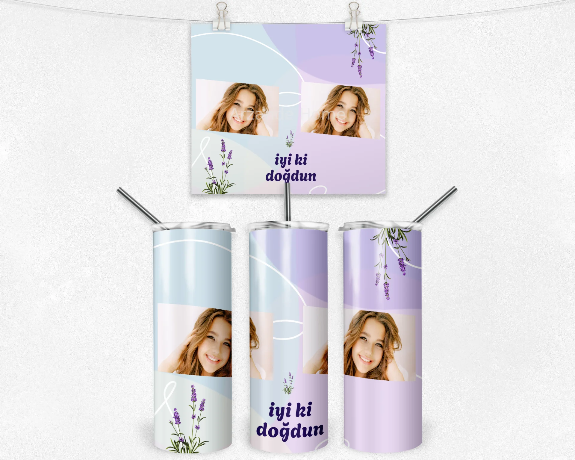 Lavanta Infinity İyi Ki Doğdun Termos Matara Bardak Özel Set - Görsel 4