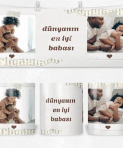 Alternative view of Vintage Polaroid Dünyanın En İyi Babası Termos Matara Bardak Özel Set