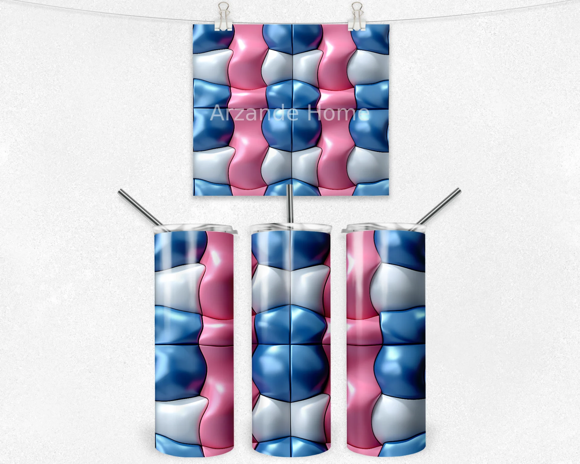 Pastel Kare Mozaik 600 ML Çelik Termos