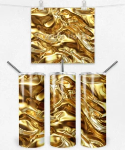 Altın Dalga Desenli 600 ML Çelik Termos