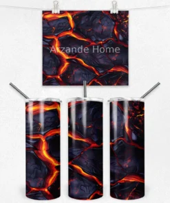 Lav ve Volkanik Kaya Desenli 600 ML Çelik Termos