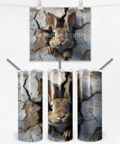 Kırık Duvar Tavşan Tasarım 600 ML Çelik Termos