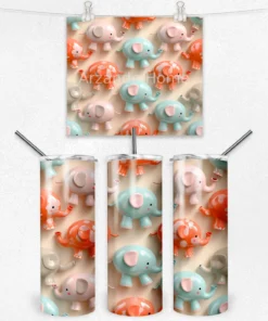 Renkli Fil Figürlü Çelik Termos 600 ML