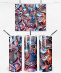 Soyut Metalik Kıvrımlar 600 ML Çelik Termos