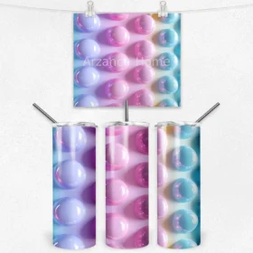 Pastel Baloncuk Desenli 600 ML Çelik Termos